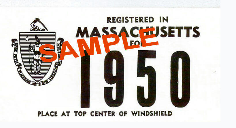 Modal Additional Images for 1950 Massachusetts REGISTRATION Sticker